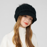 卡蒙（Kenmont）可爱貉子毛球粗毛线绞花针织贝雷帽女加绒加厚保暖毛线帽km-9538