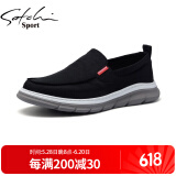 沙驰（SATCHI）一脚蹬商务男鞋春季时尚软底套脚休闲鞋懒人鞋驾车鞋子男 黑色S1T392003A 42