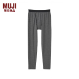 无印良品（MUJI）男式 使用了棉的冬季内衣 长紧身裤 男士秋裤保暖秋季款 69AA455 炭灰色 L (175/88A)