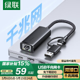 绿联 USB+Type-C转千兆网口 网线转接头 RJ45接口转换器拓展 适用苹果15 MacBook华为笔记本电脑平板