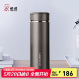 希诺保温杯男304不锈钢水杯大容量车载过滤茶杯子XN-7601灰色 420mL