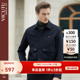 威可多（VICUTU）男士夹克零压轻商务舒适时尚翻领修身毛呢外套男VRS88343500 黑色 M