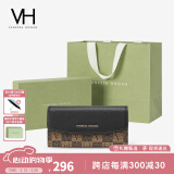 VANESSA HOGAN  VH女包PVC长款钱包小众多功能钱夹复古手拿包520礼物送女友 黑色