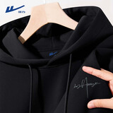 回力（Warrior）卫衣男秋冬新款棉质运动上衣男士宽松休闲重磅连帽外套 黑色 L