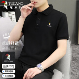 啄木鸟（TUCANO）短袖t恤男夏季时尚休闲翻领polo打底衫百搭上衣男装黑色 3XL