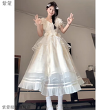 紫蒙连衣裙夏季2025新款法式长裙仙气学生少女小个子高中初中女生裙子 图片色 均码 (可备注码数)