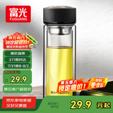 富光 男女士双层玻璃杯 水杯 支持团购定制 304杯子泡茶杯400ML黑