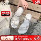 卓诗尼法式绝美凉鞋2025新款外穿夏日仙女风蝴蝶结配裙子拖鞋 米白色 39