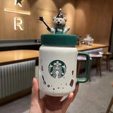 星巴克（Starbucks）杯子魔术师小熊梅森马克杯带盖高颜值办公室咖啡水杯陶瓷杯 魔术师小熊梅森陶瓷杯435ml