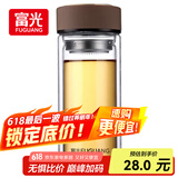 富光 男女士双层玻璃杯 高硼硅玻璃304茶隔水杯子 带茶隔泡茶杯500ml