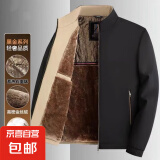 【黑金加绒】棉服中老年冬季新款男士立领夹克加厚爸爸保暖外套 黑色 175/92A【推荐110-130斤】