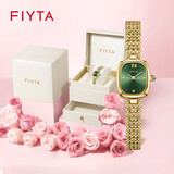 飞亚达（FIYTA）倾城系列 “小金表”绿盘珠链女士石英手表 节日生日礼物女礼盒