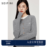 诗凡黎（'SEIFINI）诗凡黎老钱风绞花澳洲美丽诺全羊毛套头针织打底衫25春毛衣开衫女 灰色 开衫 M