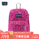 JANSPORT杰斯伯双肩包女包书包背包男大容量INS风学生 TRS7 0CV 灰兔蕾丝粉红花群