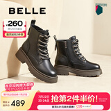 百丽（Belle）百搭马丁靴女商场款真皮休闲舒适短靴3NZ40DD4 黑色 38 (240mm)