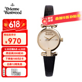 薇薇安·威斯特伍德（Vivienne Westwood）西太后手表女士小表盘女表石英表皮表带生日礼物送女友金色同款 黑色女表 VV090GDBK 23mm