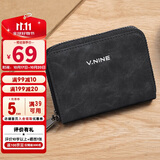 第九城（V.NINE）男士卡包多卡位钱包驾驶证风琴式证件包生日礼物送老公男友送父亲礼盒包装 黑色 11卡位 