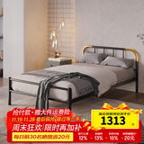 天坛家具铁艺床经典单双人钢木铁床现代环保简约小户型黑白色铁艺婚床 铁艺床（黑色）（不含床垫） 1.5*2.0m