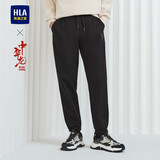HLA海澜之家卫裤中华龙贺岁系带刺绣裤子男春季