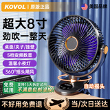 KOVOL【美国丨支持米家APP】小风扇桌面宿舍制冷空调风宝静音电风扇usb可充电涡轮夹子扇壁挂床上用台式 Max灰【10000M】自动摇头丨加大8寸大风力 超长续航床头迷你卧室办公室便携厨房挂壁降温