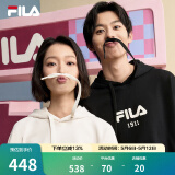 FILA 斐乐官方情侣款连帽卫衣秋季新款纯棉宽松针织长袖上衣加绒 蒸汽白-IV S