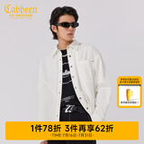 卡宾男装宽松休闲衬衫春秋款潮流薄外套LOGO刺绣上衣日系 米白色12 2XL /185/54