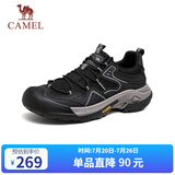 骆驼（CAMEL）踏山男士户外登山复古网面休闲低帮徒步鞋 G14S342046 黑色 42