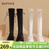 达芙妮（DAPHNE）官方靴子女长筒靴女骑士靴2024年厚底显瘦马丁靴女秋冬款高筒女靴 黑色【常规单里款】 40
