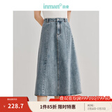茵曼（INMAN）100%纯棉法式牛仔半身裙2025夏女装新款气质显瘦中高腰A字裙子 浅牛仔 M