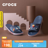 crocs卡骆驰一字拖贝雅卡骆班凉拖 情侣款运动休闲拖鞋|205392 深蓝/辣椒红-4CC 45 (290mm)