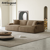 苏谷 沙发 baxter大马士革沙发意式极简摩图凯撒磨砂布艺沙发客厅家具 2.6米组合【凯撒磨砂布】奶茶棕
