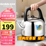 格来德 （Grelide）烧水壶加厚304不锈钢电热水壶家用电水壶4.2L-6L大容量热水壶自动断电煲水壶煮水壶开水壶防干烧 6L 超大容量-音乐水壶-160M