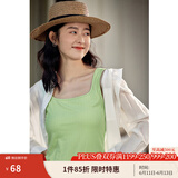 茵曼（INMAN）多色无袖显瘦吊带背心T恤女装2025夏季新款简约休闲百搭圆领上衣 草绿色 L