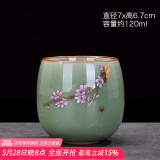 唐丰官窑铁胎冰裂纹茶杯茶具大号主人杯单杯陶瓷功夫茶品茗杯茶盏个性 蛋杯桃花官窑青色