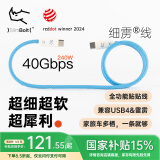 CANDYSIGN制糖工厂兼容雷电4数据线USB4全功能240W快充Type-C0.8米古蓝细雳线Macbook笔记本8K视频投屏线