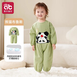爱贝迪拉（AIBEDILA）宝宝灯芯绒连体罩衣儿童吃饭围兜女宝秋冬爬行防水防脏男宝爬爬服 熊猫布鲁斯 【亲肤柔软】 90cm （1-3岁，适合身高78-86cm）