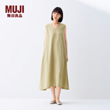 无印良品（MUJI）女式 棉 汉麻 无袖连衣裙女装裙子夏季 连身裙长裙 BCD91C5S 黄色 L （165/88A）