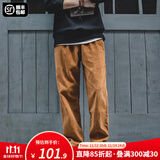 马登工装美式复古垂感灯芯绒长裤子男秋冬新款直筒修身显瘦男士休闲裤 琥珀色 XL