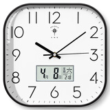 北极星（POLARIS）客厅挂钟静音挂墙家用钟表客厅简约创意石英钟方形现代时钟 黑色日历款（27*27厘米） 升级超静音机芯