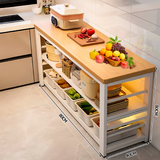 全品屋厨房置物架落地多功能切菜桌子多层餐边锅具置物收纳柜橱柜窄边柜 【京东物流】三层长80宽40高80 【加厚台面】台面可剁骨