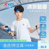 特步（XTEP）童装儿童夏季短袖针织衫短T中大童男童透气舒适运动休闲T恤 珍珠白【9215】 150 cm