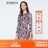 PORTS宝姿商场同款 春夏新品女装圆领花色印花修身连衣裙LN8D223HPP028 黑色印花 L (8)
