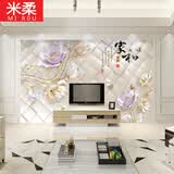 米柔 8D家和富贵 电视背景墙壁画 大型无缝整张壁纸 5D凹凸几何方块沙发 花朵浪漫欧式卧室 16D（无缝）凹凸晶雕壁画/平方