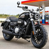 二手奔达金吉拉300太子复古巡航V缸灰石300哈雷燃油摩托车可上牌 黑色