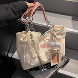 沐霓2025新款女包单肩包托特包甜美时尚通勤包包ins包休闲百搭手提包 甜美可爱托特包+3挂件29*10*28