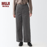 无印良品（MUJI）女式 弹力灯芯绒宽版裤 休闲阔腿长裤子秋冬款 BEE07C2A 中灰色 S 155/62A