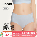 ubras无尺码中腰内裤女包臀无痕内裤夏季抗菌高弹女士透气纯色粉底液 烟灰蓝色 均码 （适合90-130斤）