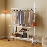 姗姗木艺衣帽架落地家用衣架卧室挂衣架可移动收纳置物架多功能阳台晾衣架