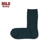 无印良品（MUJI）女式 合脚直角 缆绳袜 DAJ42A2A 袜子 女袜 烟熏绿色 23-25cm/36-40码