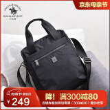 圣大保罗单肩包男士斜挎包休闲牛津布包大容量商务多功能轻便男包时尚出游 手提黑色【长26cm宽10cm高29cm】